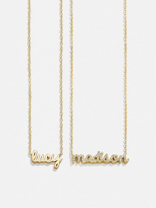 14K Gold Custom Nameplate Necklace - Mini Script