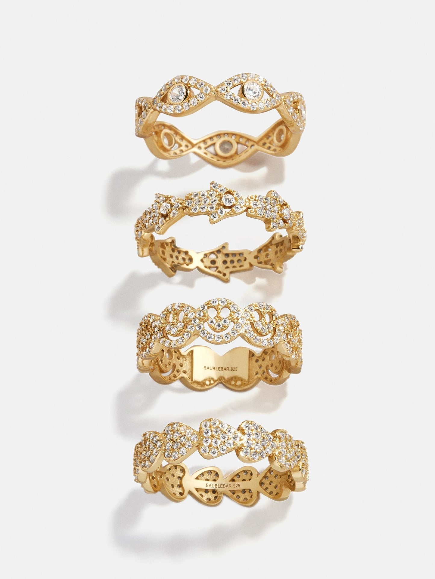 18K Gold Smiley Pavé Ring - Smiley Face