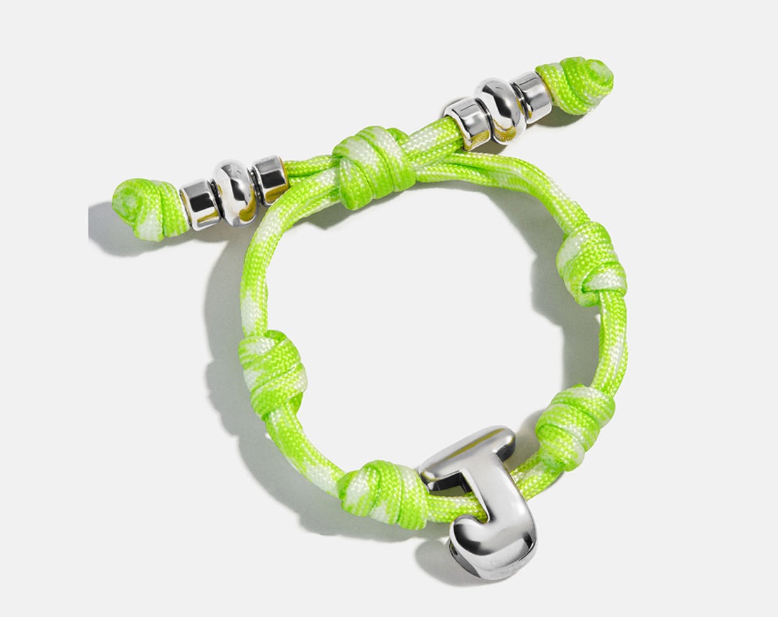 Knotty Initial Custom Bracelet - Lime Green Single Letter