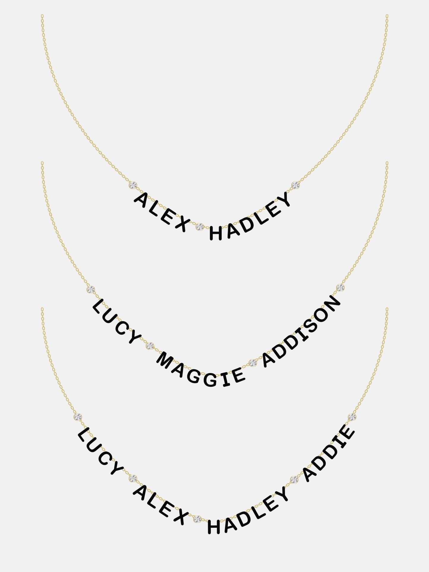 14K Gold Custom Multi Name Necklace - 2 Names