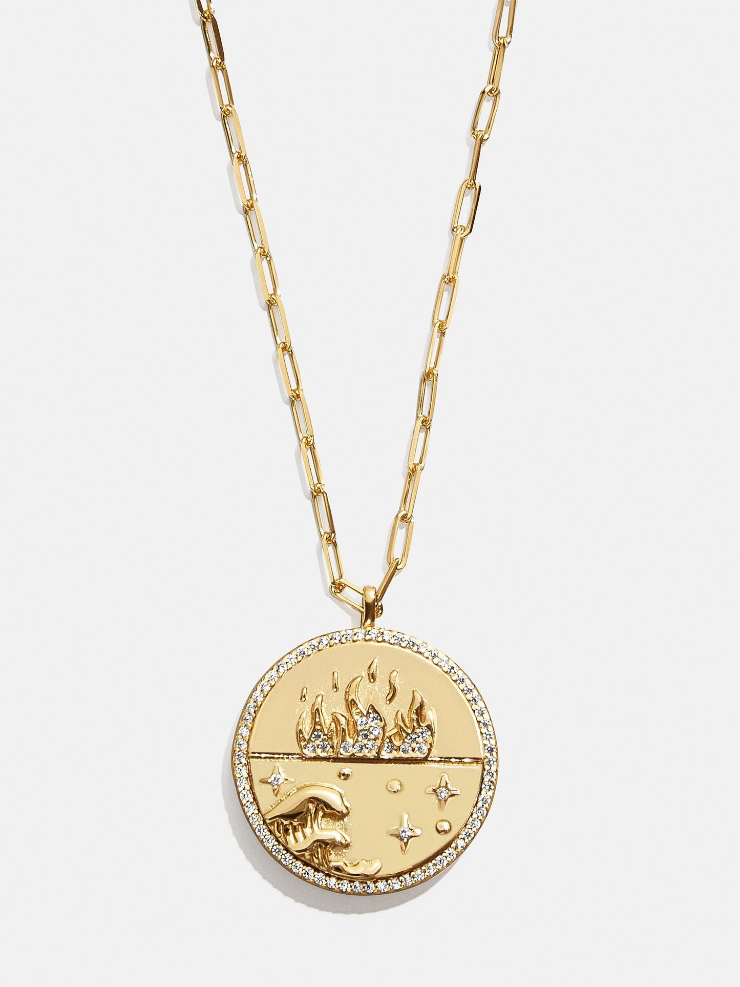 18K Gold Fire Reversible Pendant Necklace - Navy