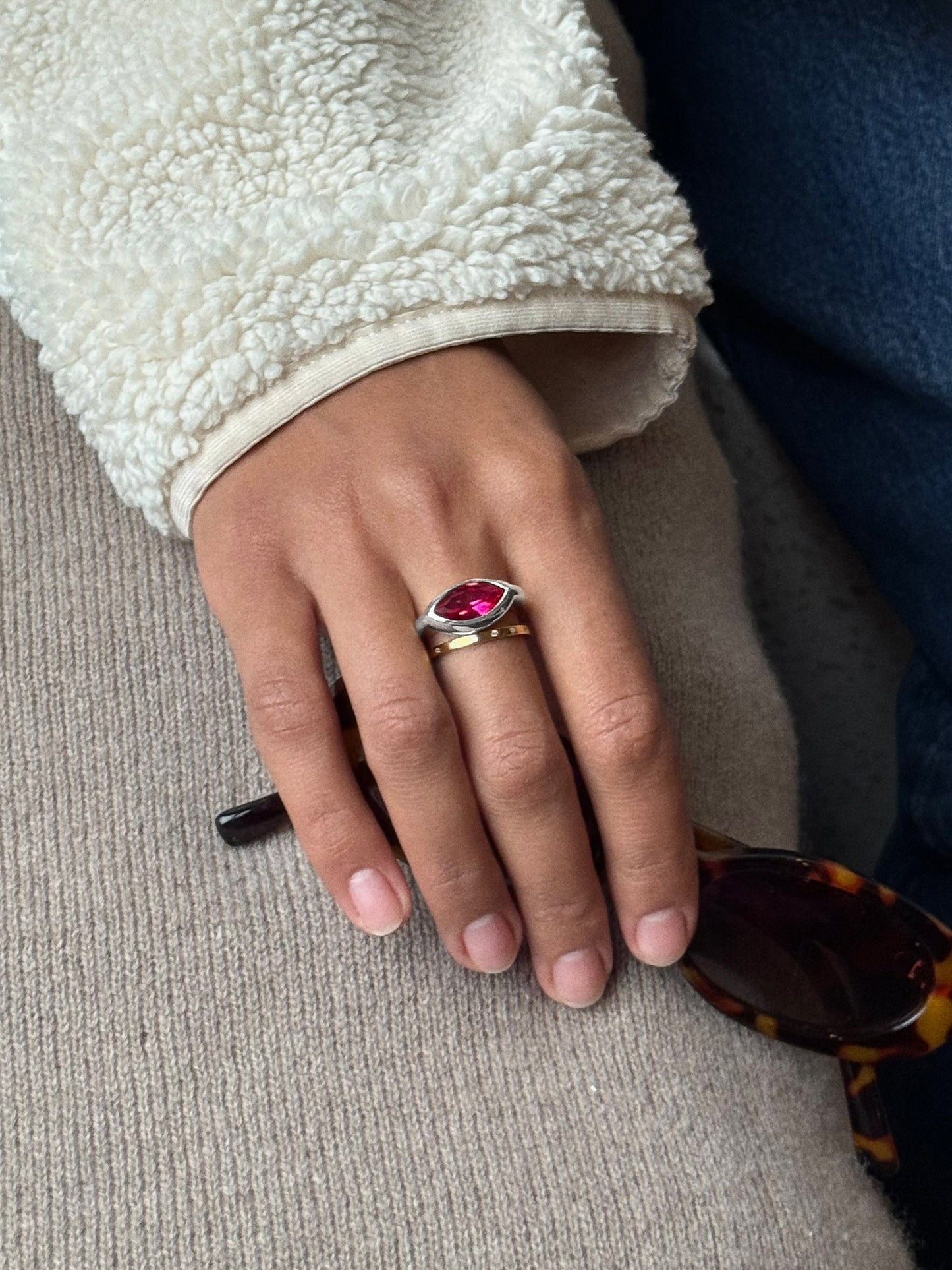 Silver Cubic Zirconia Custom Birthstone Ring - Peridot