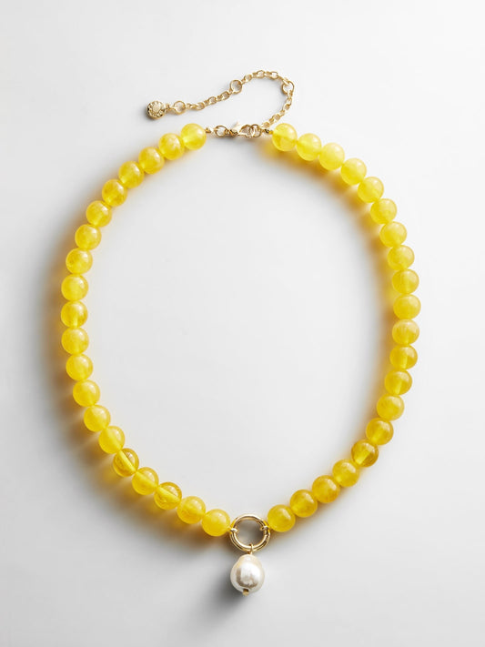 Janette Beaded Ring Necklace - Citrine