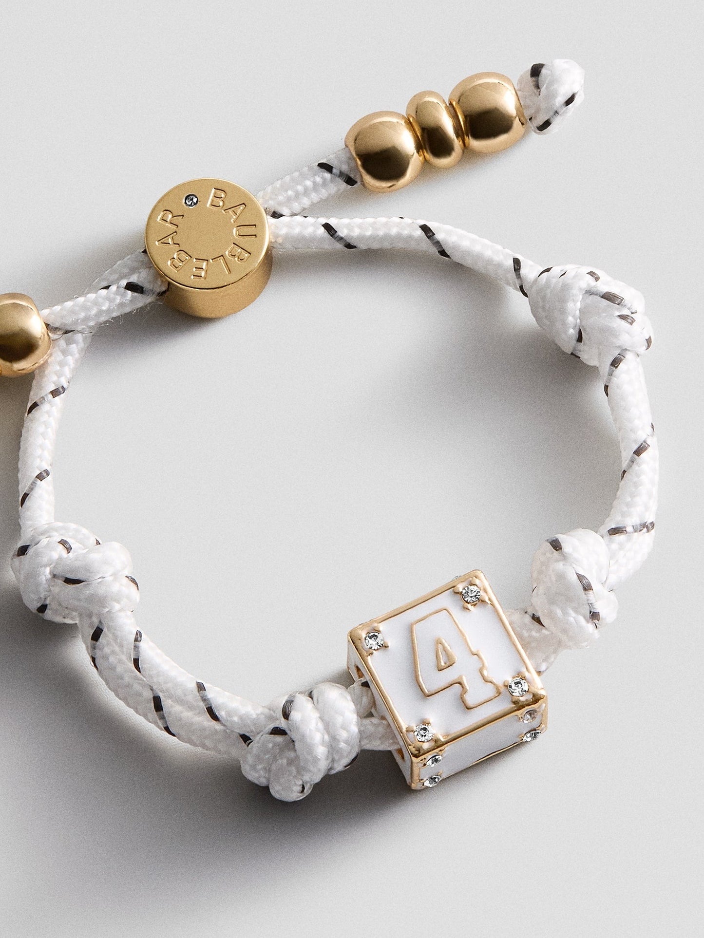 Block Party Varsity Number Custom Bracelet - White Single Digit