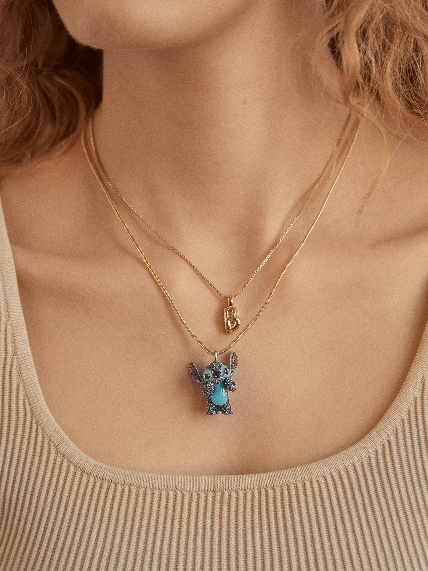 Disney Stitch 3D Pendant Necklace - Blue