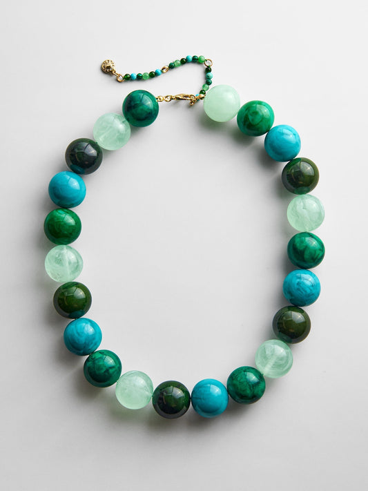 Jane Beaded Necklace - Blue Multi Bead