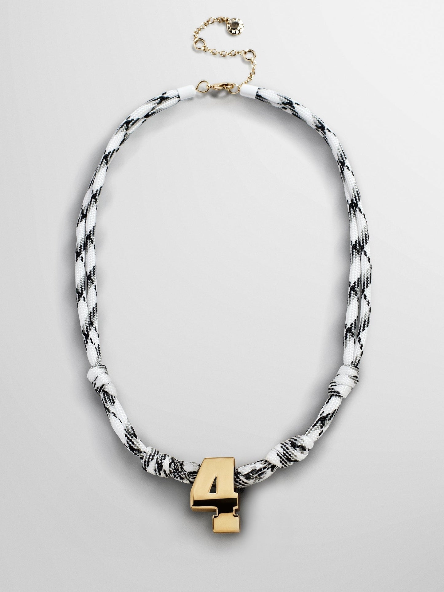 Knotty Varsity Custom Necklace - White/Onyx Single Digit