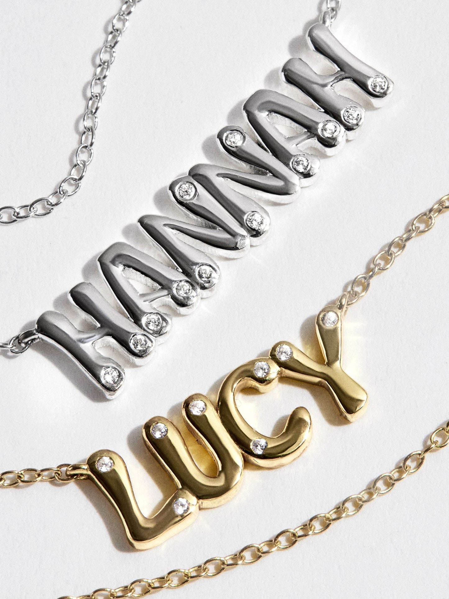 14K Gold Custom Nameplate Necklace - Bubble