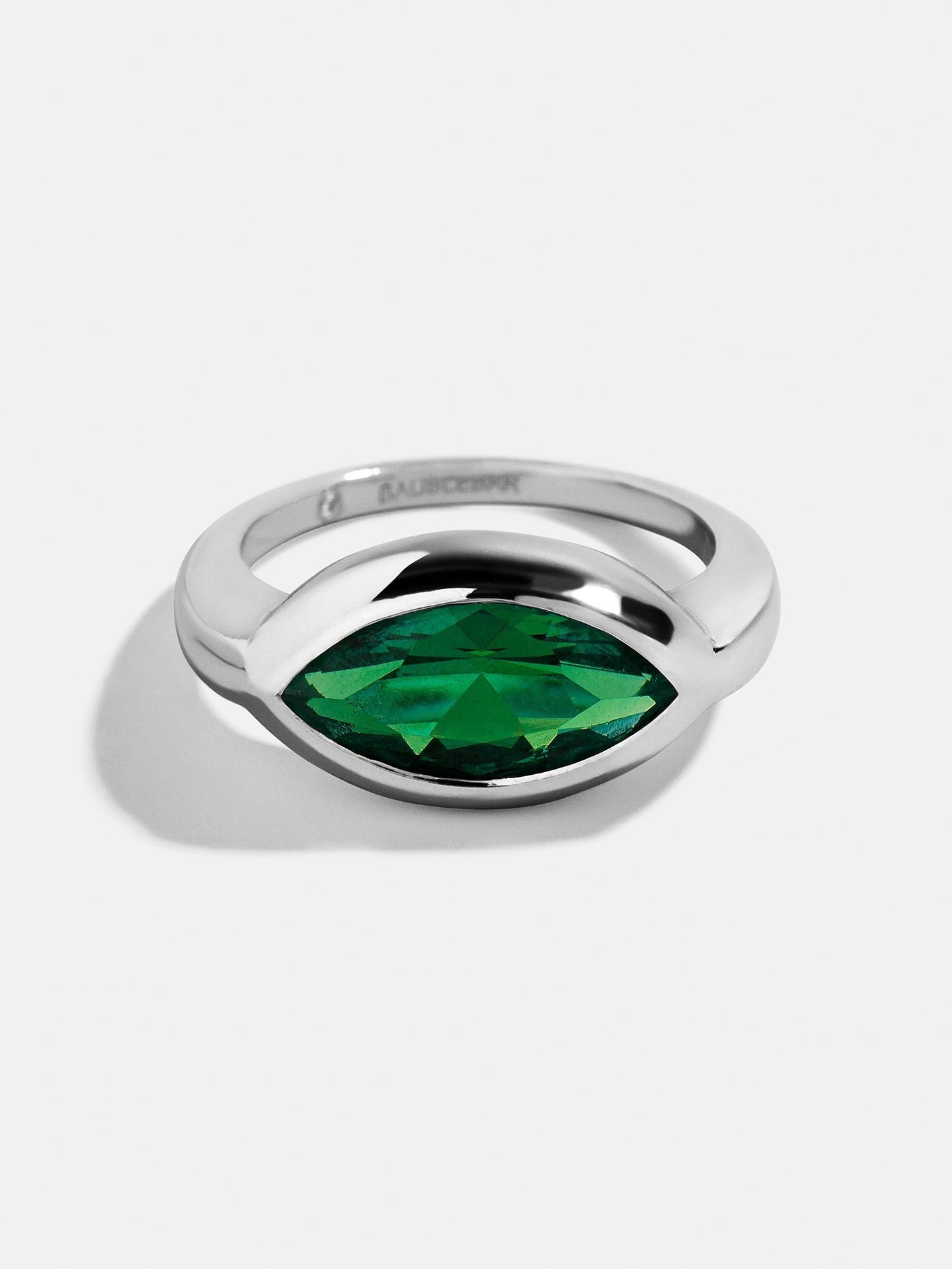 Silver Cubic Zirconia Custom Birthstone Ring - Emerald