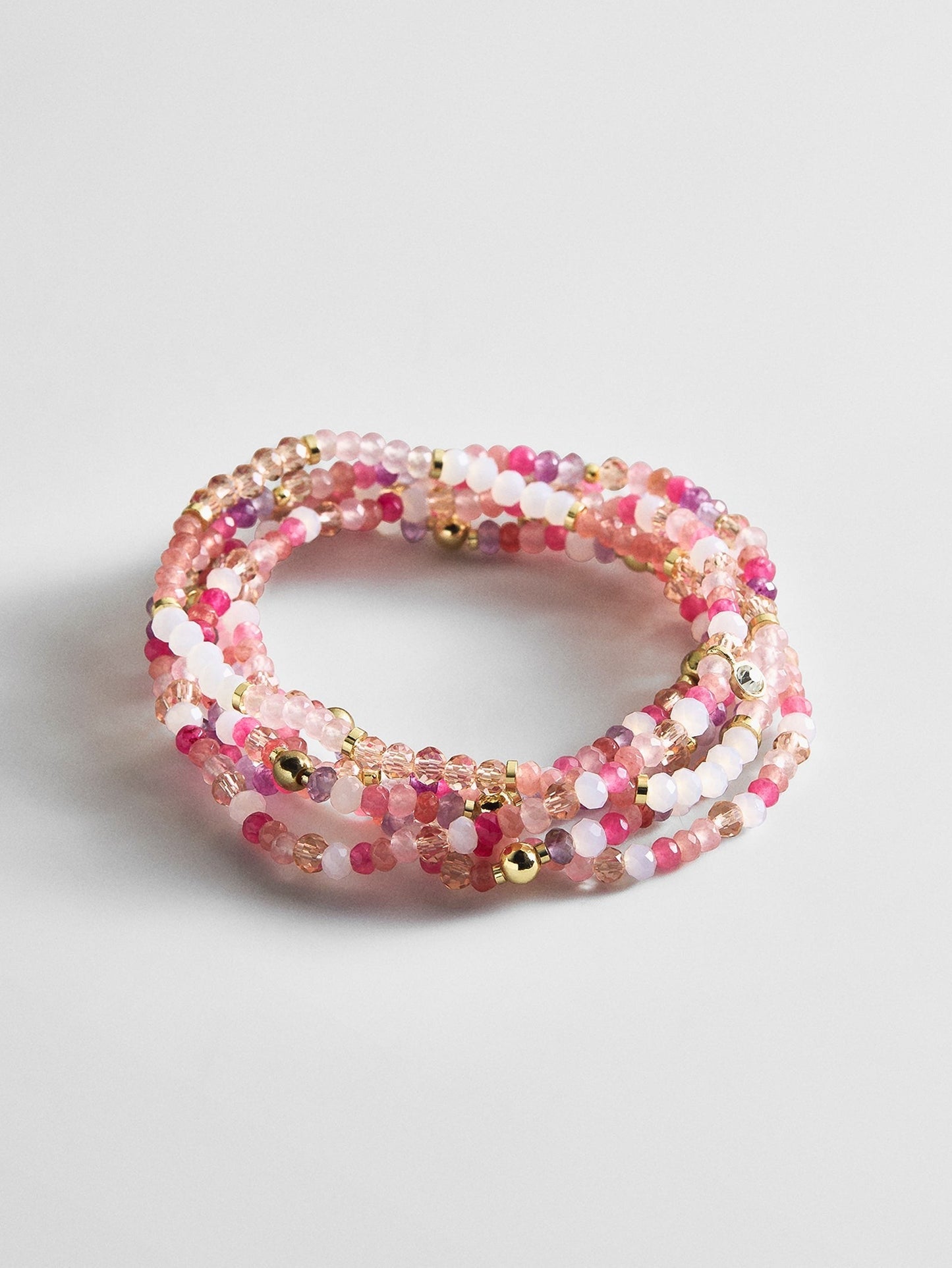 Indya Semi-Precious Layered Bracelet Set - Pink Multi