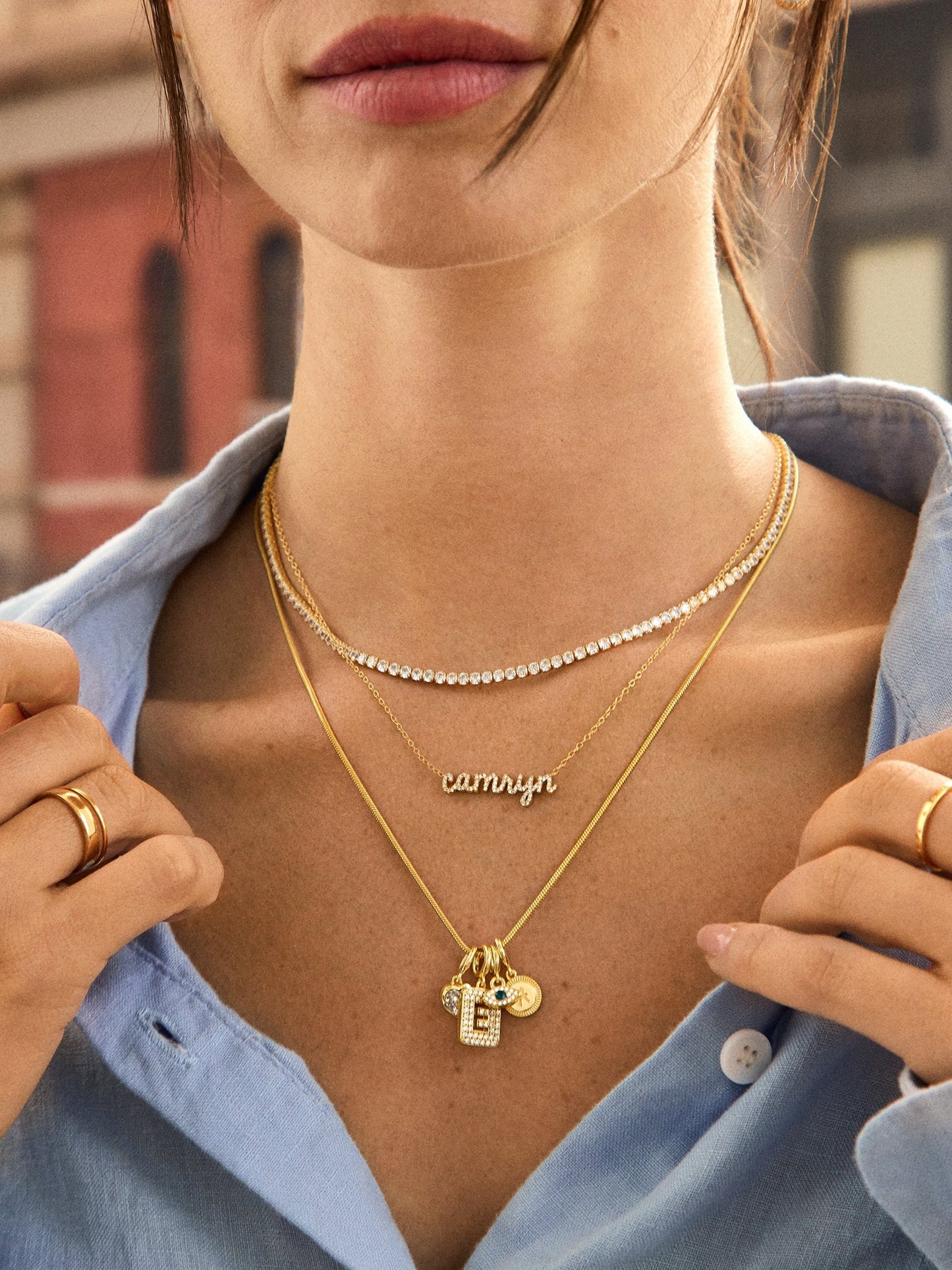 Cluster Charm Necklace - Snake Chain