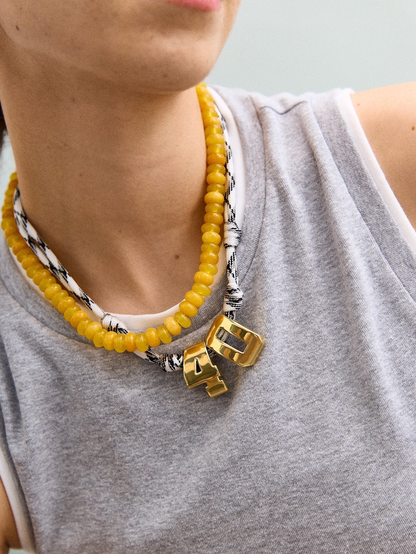 Knotty Varsity Custom Necklace - White/Onyx Double Digit